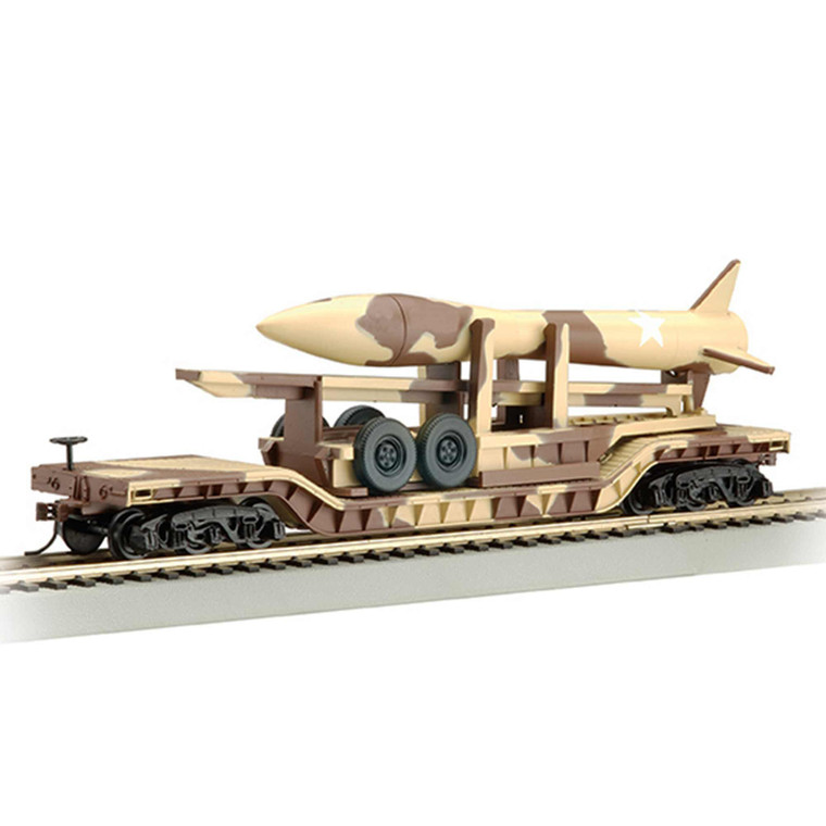 Bachmann Industries - Ho 52' Flat Desert Camouflage With Missile - 18340