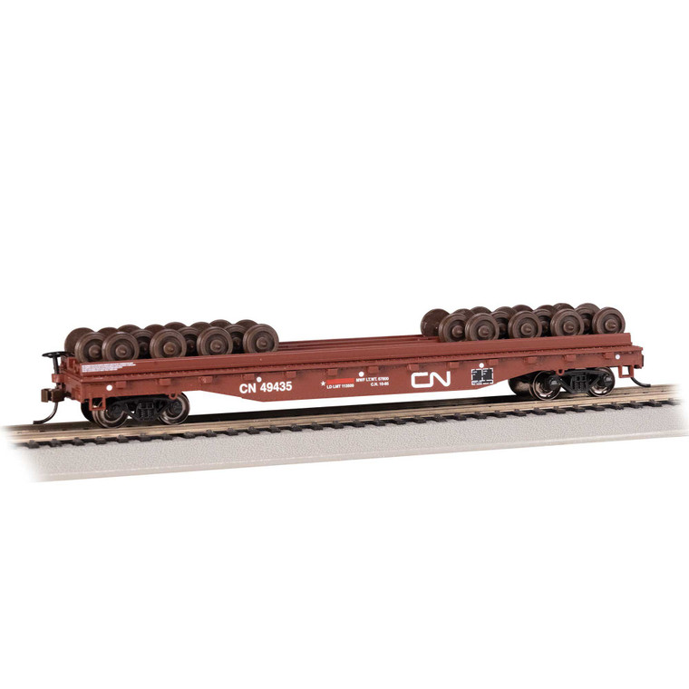 Bachmann Industries - Ho Scale 52' Wheel Flatcar With Wheel Load Canadian National 49435 - 18938