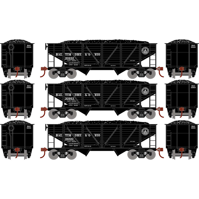 Roundhouse - Ho 34' 2-bay Composite Coal Hopper W/load, B&o (3) - 70803 Roundhouse - Ho 34' 2-bay Composite Coal Hopper W/load, B&o (3) - 70803