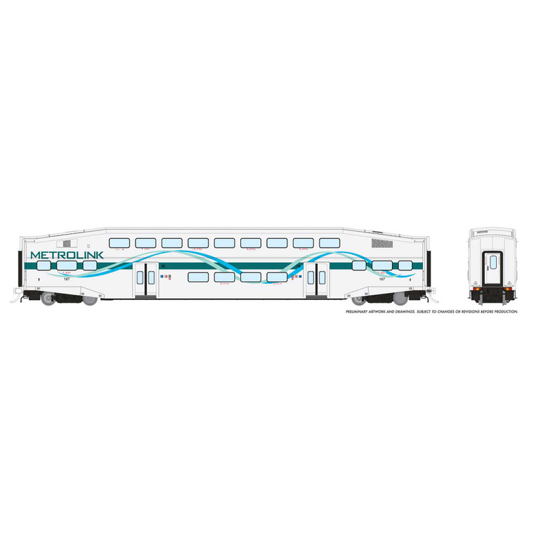 Rapido Trains - Ho Bilevel Commuter Car Metlk Wht Ribbon Coach 187 - 146046 Rapido Trains - Ho Bilevel Commuter Car Metlk Wht Ribbon Coach 187 - 146046