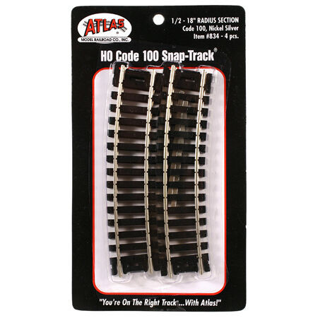 Atlas Model Railroad - Ho Code 100 18 Radius 1/2 Curve (4) - 834