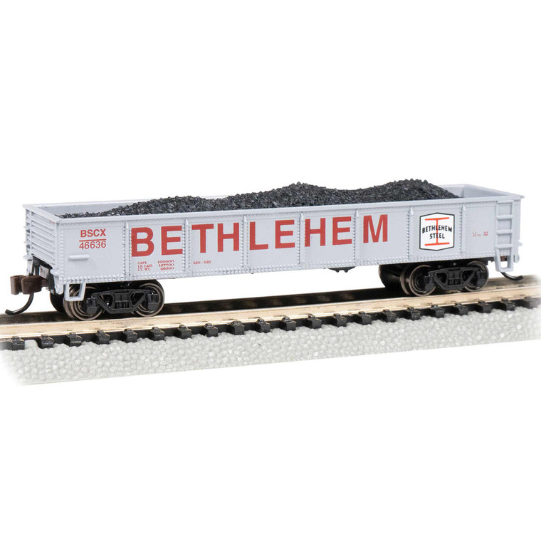 Bachmann Industries - N 40' Gondola Bethlehem Steel #46636 - Gray - 17256