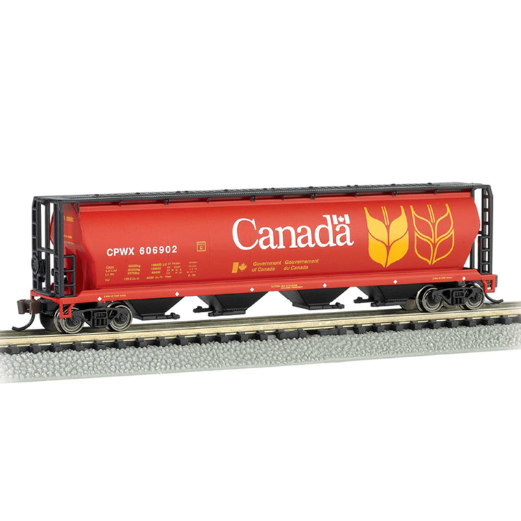 Bachmann Industries - N 4-bay Cylindrical Hopper, Canada Grain - 19181 Bachmann Industries - N 4-bay Cylindrical Hopper, Canada Grain - 19181