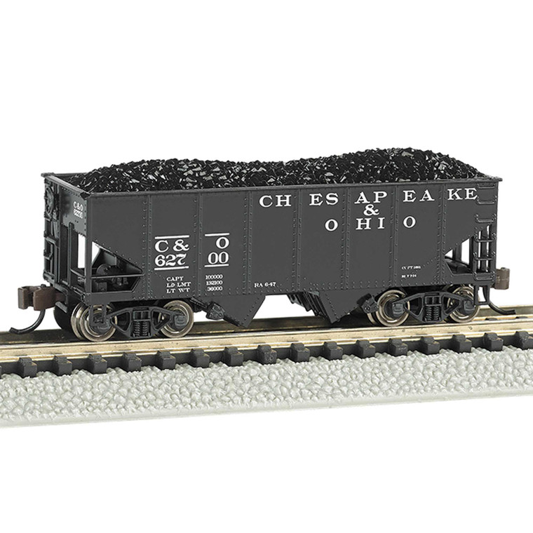 Bachmann Industries - N 55-ton 2-bay Hopper, C&o - 19555 Bachmann Industries - N 55-ton 2-bay Hopper, C&o - 19555