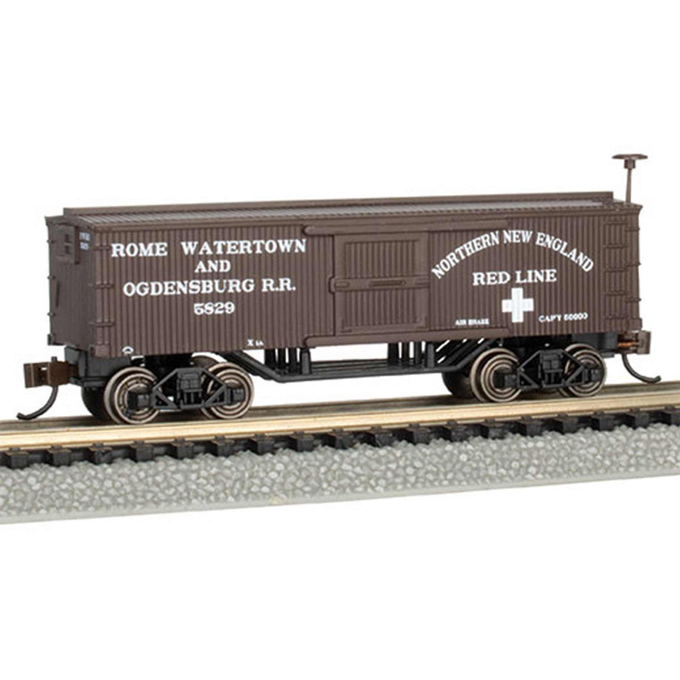 Bachmann Industries - N Scale Old Time Box Car Rome Watertown Ogdensburg - 15658