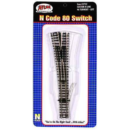 Atlas Model Railroad - N Code 80 Custom #6 Left-hand Turnout - 2752