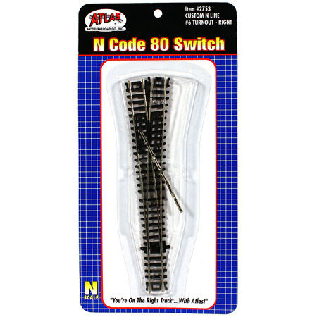 Atlas Model Railroad - N Code 80 Custom #6 Right-hand Turnout - 2753