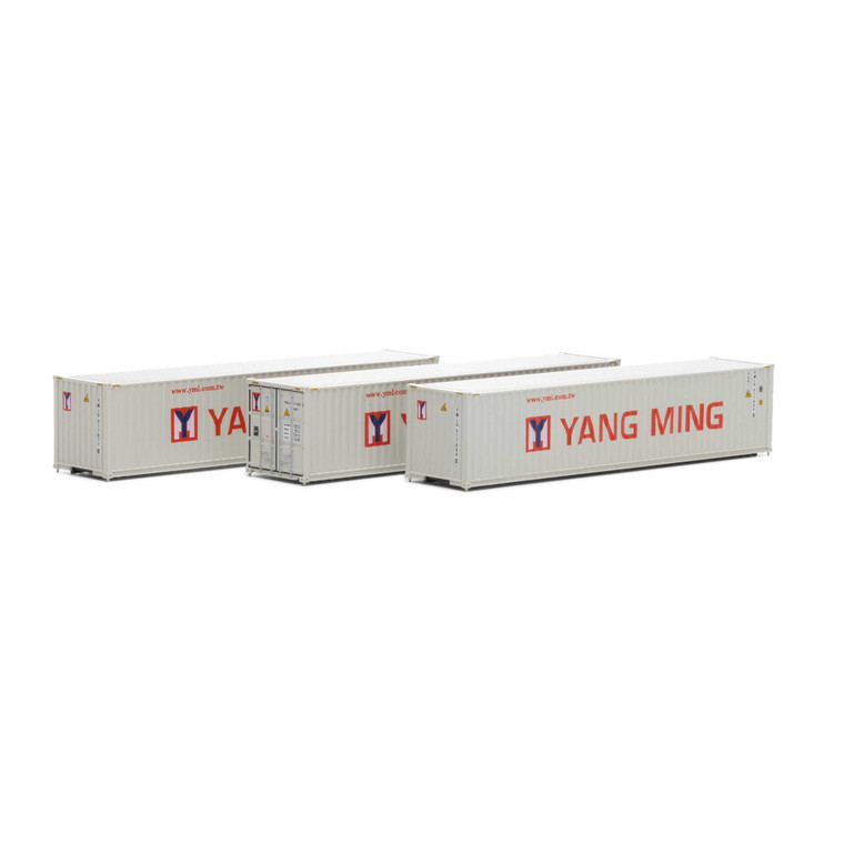 Athearn - N 40' Corrugate Low Container, Yang Ming/new (3) - 17390