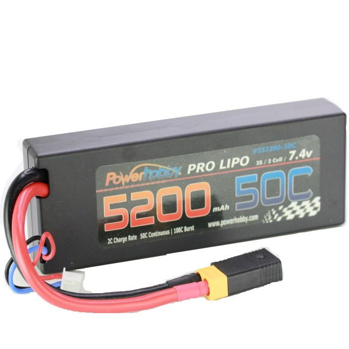 Power Hobby - 5200mAh 7.4V 2S 50C LiPo Battery with Hardwired XT60 - 2S520050CXT60APT