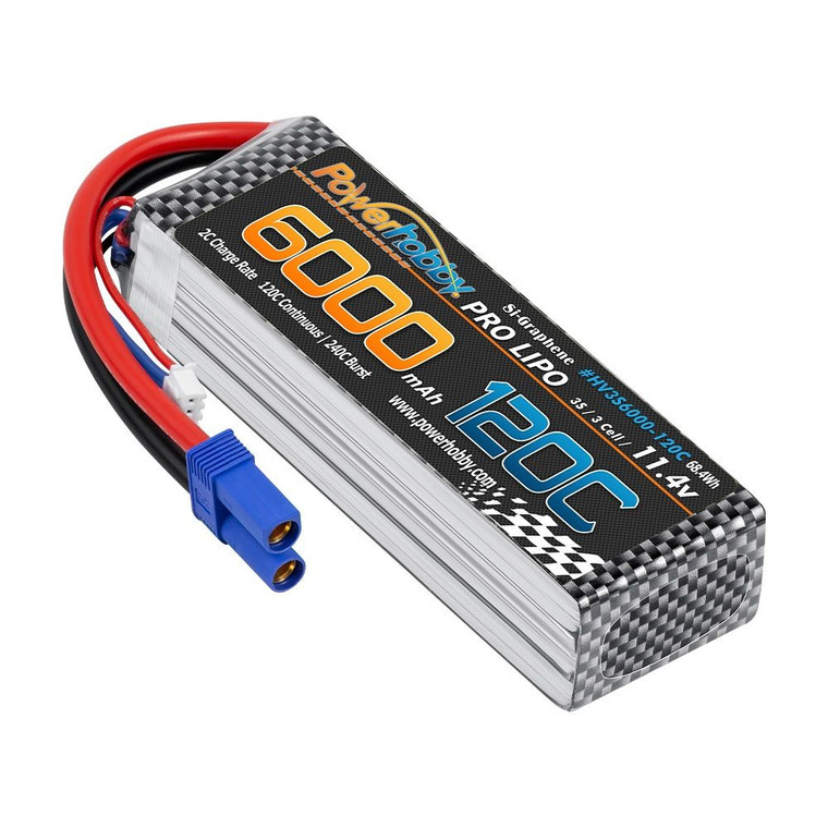 Power Hobby - 3s 11.4V 6000mah 120c Graphne + HV Lipo Battery w EC5 Plug - 3S6000120CEC5