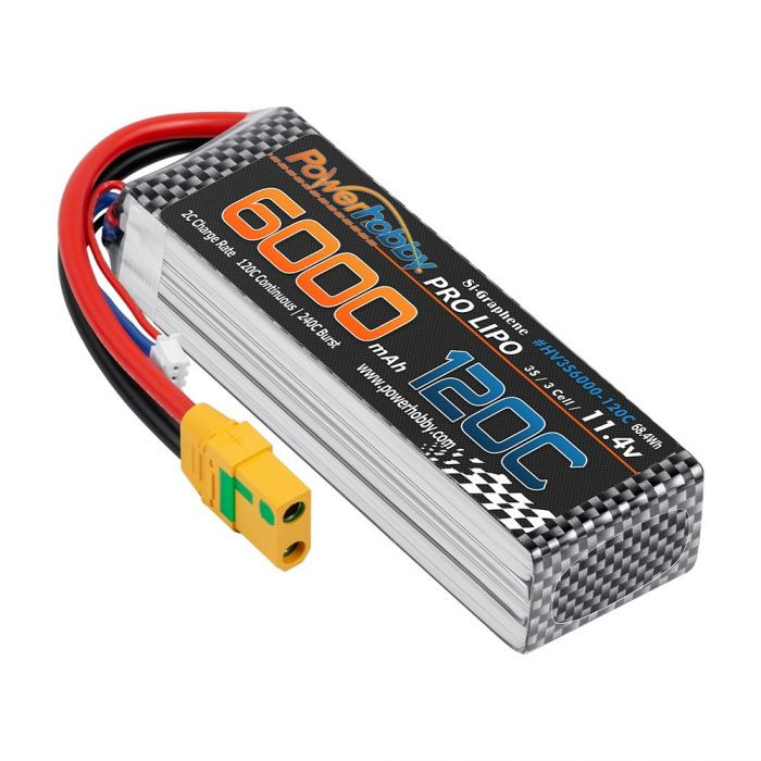Power Hobby - 3s 11.4V 6000mah 120c Graphne + HV Lipo Battery w XT90 Plug - 3S6000120CXT90