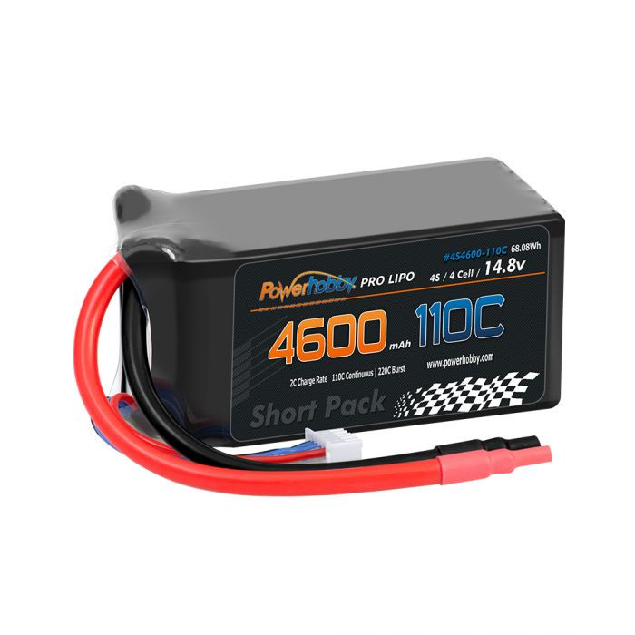 Power Hobby - 4S 14.8V 4600mAh 110C-220C Short Drag Racing Lipo Battery - 4S4600MAH110C