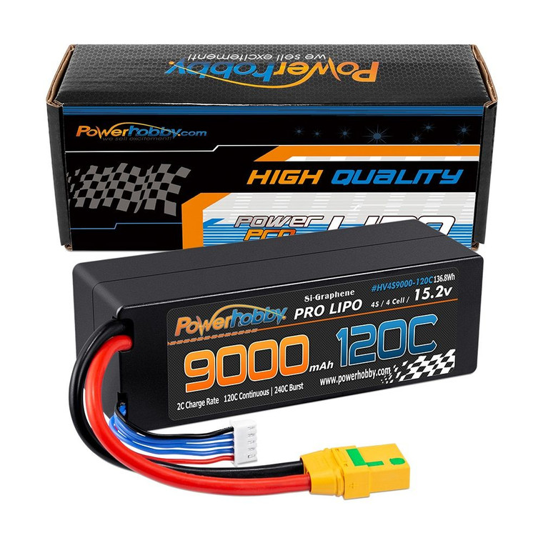 Power Hobby - 4S 15.2V 9000mAh 120C Graphene LiPo Battery w/ XT90 Plug - 4S9000120CXT90