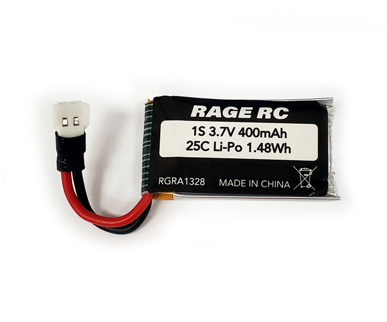 Rage RC - 3.7v 400mah 25c Lipo Battery; Warbirds, Tempest 600, Sc Mx4 - A1328