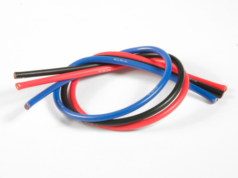 TQ Wire - 13 Gauge Super Flexible Wire- 1' ea. Black, Red, Blue - 1303