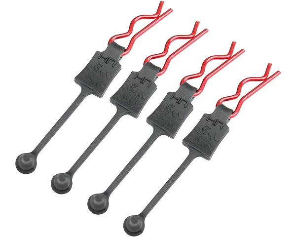 Hot Racing - Body Clip Retainers, for 1/8th Scale, Red (4pcs) - BWP39E02