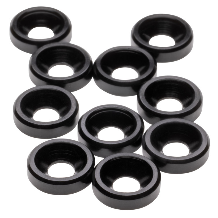 1UP Racing - Premium Aluminum M3 Countersunk Washers, Black, 10 - 80309