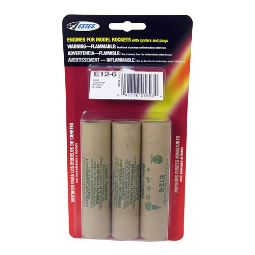 Estes Rockets - E12-6 Model Rocket Engines (3pk) - 1693