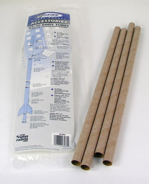 Estes Rockets - BT-20 Body Tube, for Model Rockets (4pk) - 3085 Estes Rockets - BT-20 Body Tube, for Model Rockets (4pk) - 3085