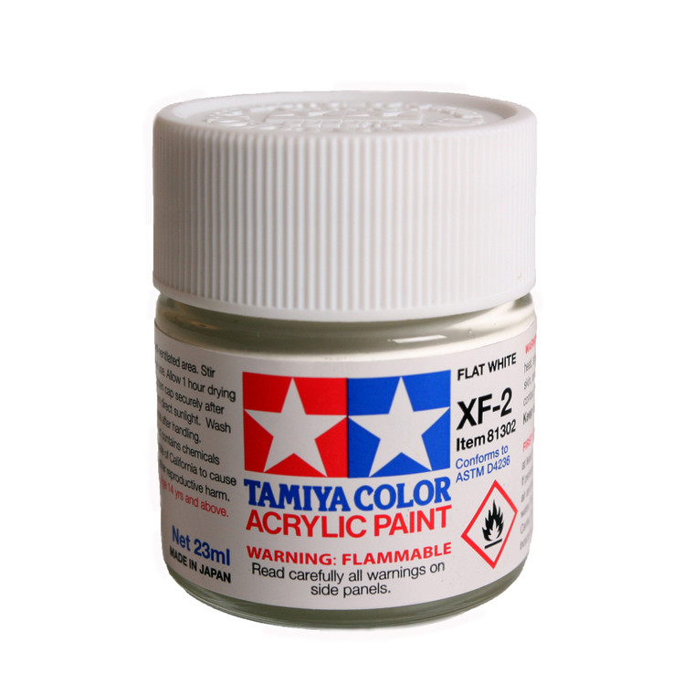 Tamiya - Acrylic XF-2 Flat White Paint, 23ml Bottle - 81302 Tamiya - Acrylic XF-2 Flat White Paint, 23ml Bottle - 81302