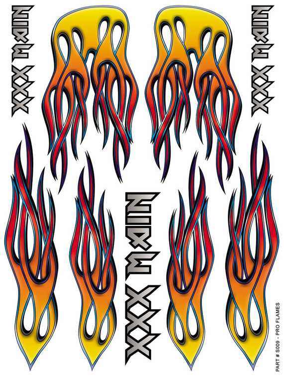 XXX Main Racing - Pro Flames Sticker Sheet - S009 XXX Main Racing - Pro Flames Sticker Sheet - S009