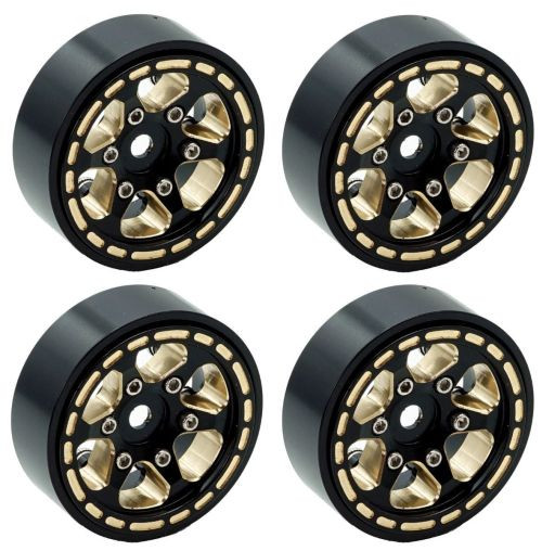 Power Hobby - 1.0" Black Brass Beadlock Crawler Wheels, 1/24 TRX4M - TRX610