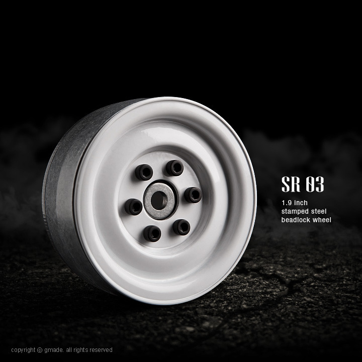 Gmade - 1.9 SR03 Beadlock Wheels (Gloss White) (2) - 70186