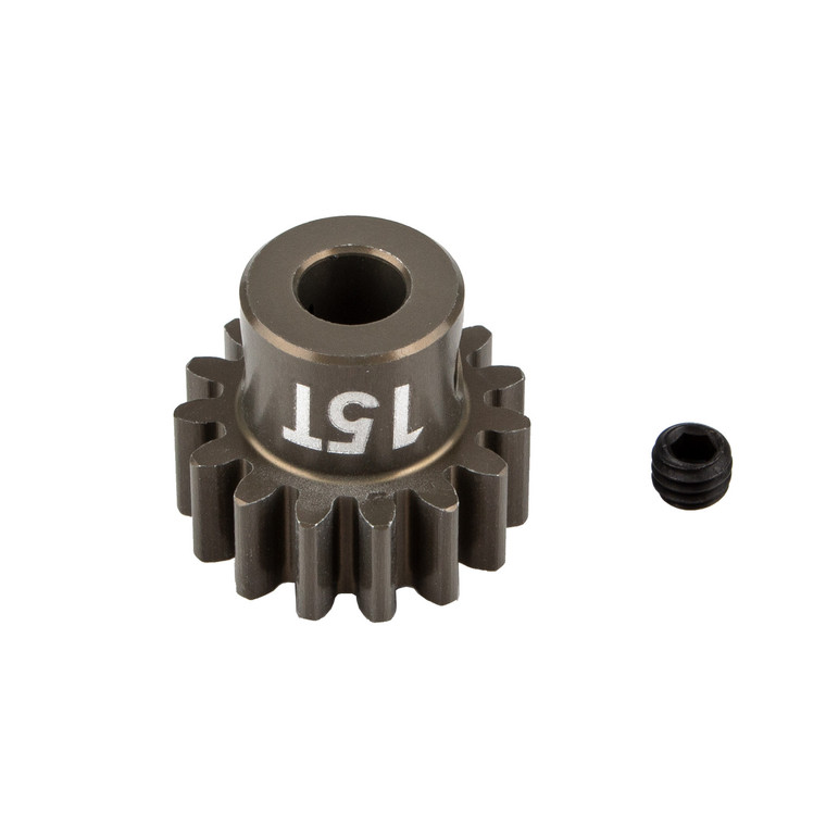 Team Associated - Factory Team Pinion Gear, 15T-MOD 1, 5mm Shaft, Aluminum - 89597
