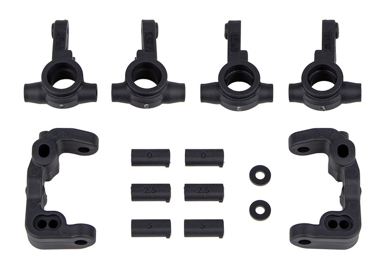 Team Associated - RC10B6.4 -1mm Scrub Caster and Steering Blocks, Carbon - 91985