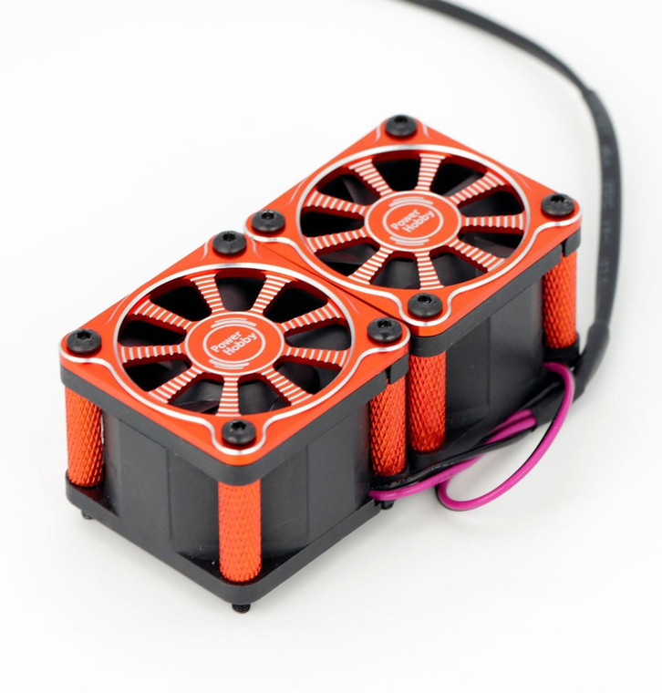 Power Hobby - Twister Twin / Dual 40mm 1/8 1/5 Motor Aluminum Cooling Fan - PHF116RED