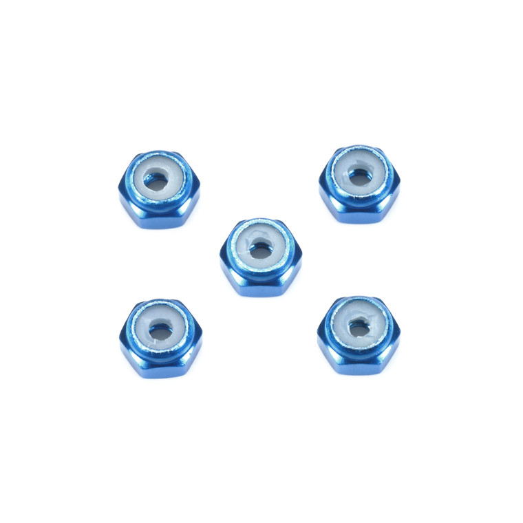 Tamiya - 2mm Aluminum Lock Nut Blue 5pcs. - 15500