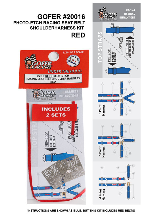 Gofer Racing Model Decals - Racing Seat Belt Shoulder Harness Red - 20018