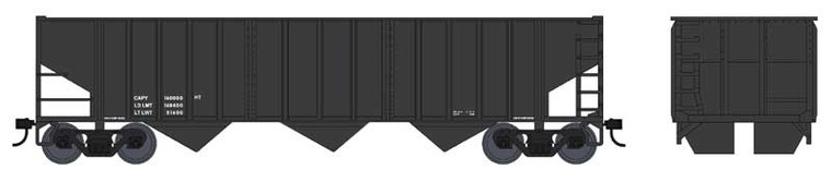 Bowser - Ho 70t 14 Panel Hopper Black Dim Data - 43442