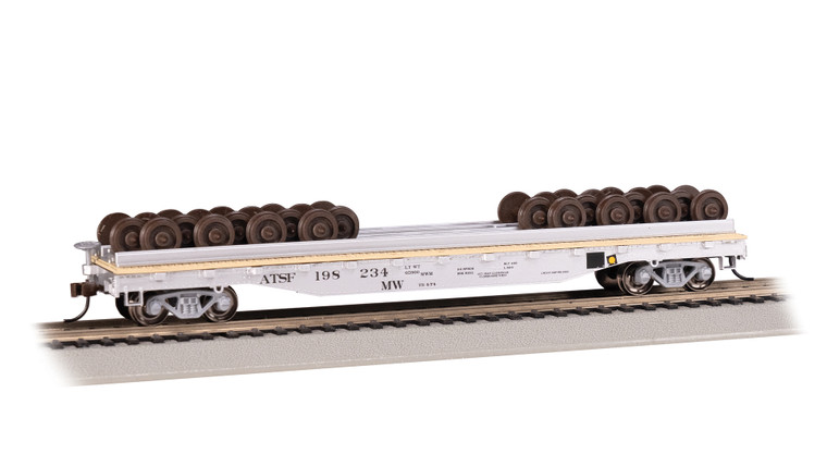 Bachmann - HO 52' Wheel Flatcar w/load ATSF #198234 - 18937