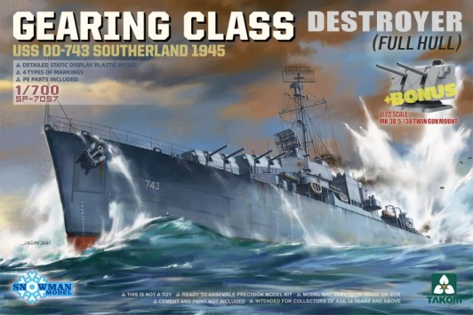 Takom Models - USS DD-743 Southerland 1945 Full H 1:700 - 7057