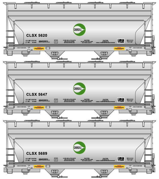 Accurail - Ho 2-Bay ACF Alum Cvd Hopper Cargill 3# - 8155