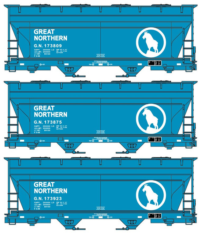 Accurail - HO 2-Bay ACF Covered Hopper GN 3#Set - 8162