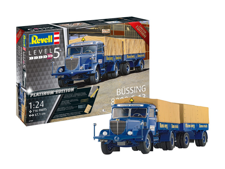 Revell Monogram Germany - Bussing 8000 S 13 w/trailer 1:24 Platin. - 7580