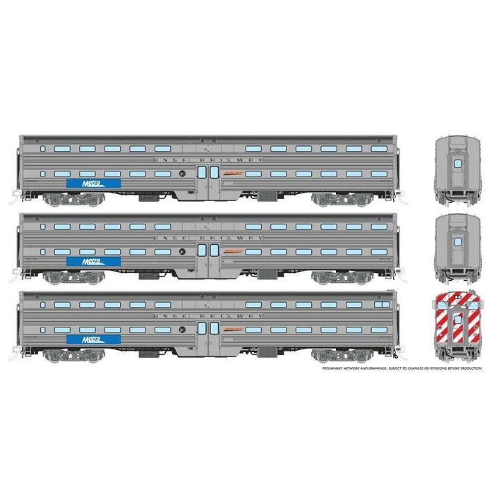 Rapido Trains - HO Budd Gallery METRA (BNSF) 3pk - 145008