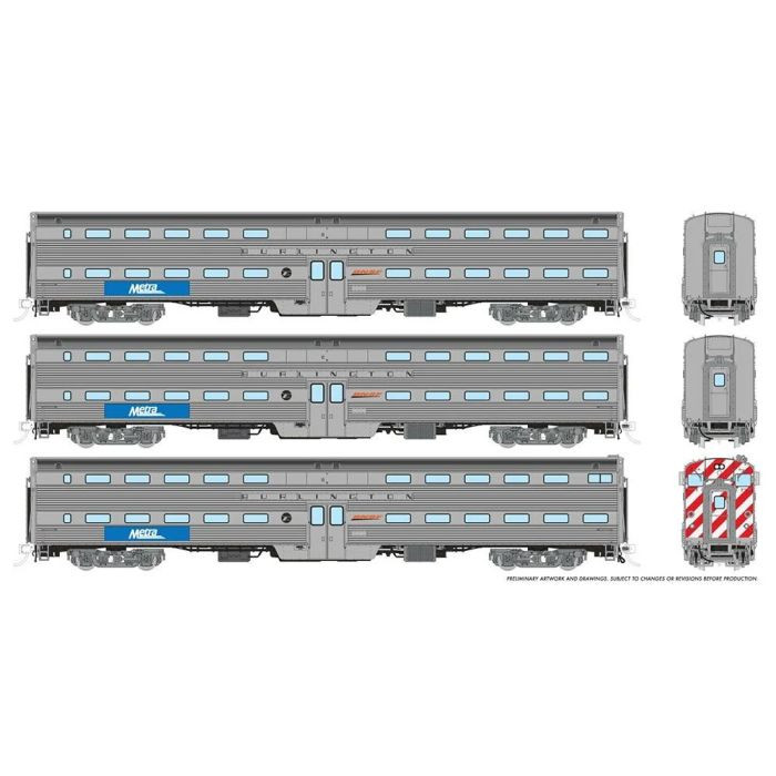 Rapido Trains - HO Budd Gallery METRA 3pk - 145005
