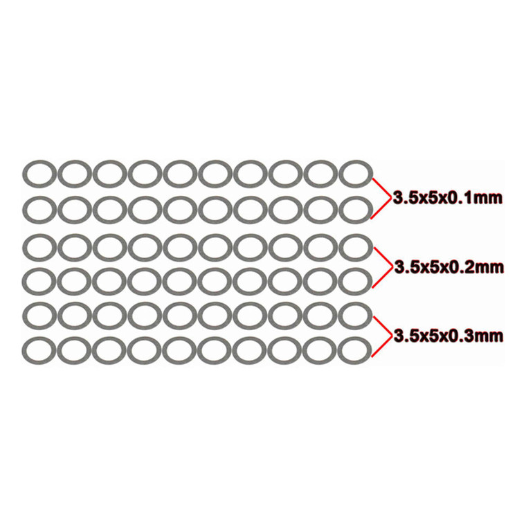 Hot Racing - 3.5x5mm Steel Shims 0.1x20 0.2x20 0.3x20 (60) - W35X