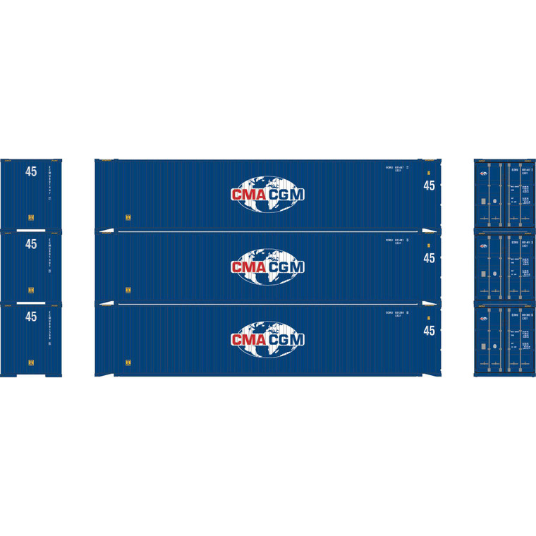 Athearn - HO ATH 45' Containers, ECMU #801390 6/801401 3/801447 7 (3) - -1831