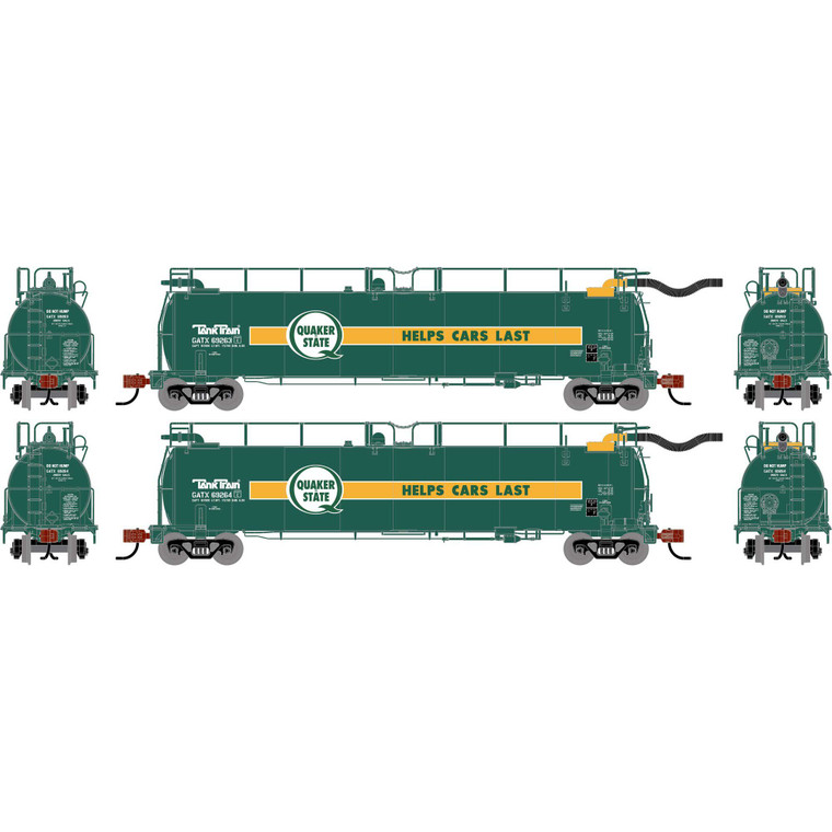 Athearn - N ATH TankTrain Intermediate, GATX Quaker State #69263/69264 (2) - -1792 Athearn - N ATH TankTrain Intermediate, GATX Quaker State #69263/69264 (2) - -1792