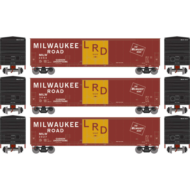 Athearn - HO ATH 50' Youngstown Plug Door Box Car, MILW #3027/3041/3054 (3) - -2061 Athearn - HO ATH 50' Youngstown Plug Door Box Car, MILW #3027/3041/3054 (3) - -2061