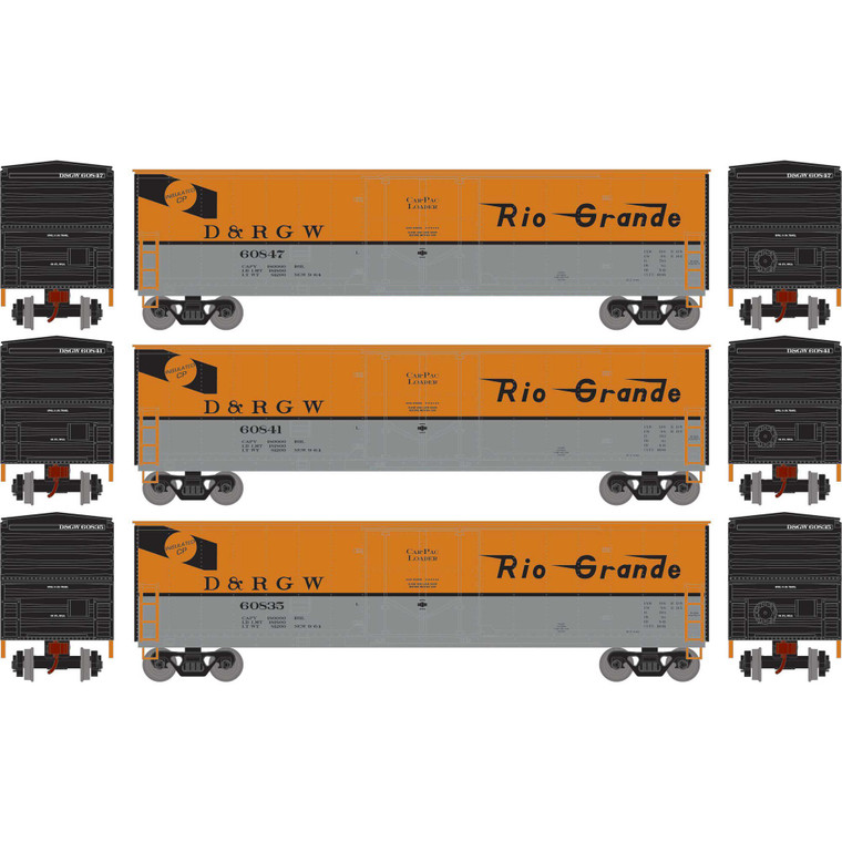 Athearn - HO ATH 50' Youngstown Plug Door Box Car, DRGW #60835/60841/60847 (3) - -2064 Athearn - HO ATH 50' Youngstown Plug Door Box Car, DRGW #60835/60841/60847 (3) - -2064