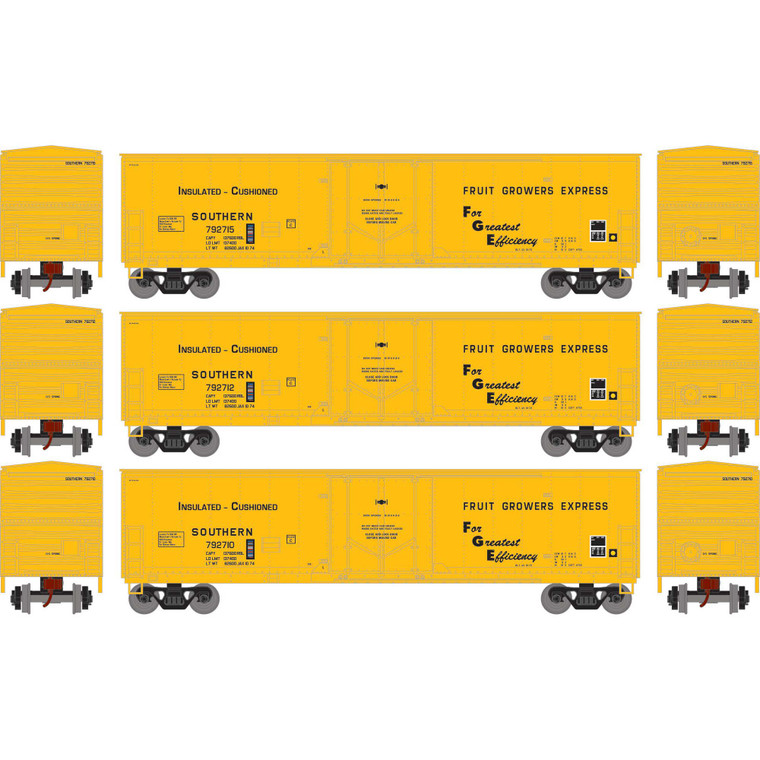 Athearn - HO ATH 50' Youngstown Plug Door Box Car, SOU #792710/792712/792715 (3) - -2070 Athearn - HO ATH 50' Youngstown Plug Door Box Car, SOU #792710/792712/792715 (3) - -2070