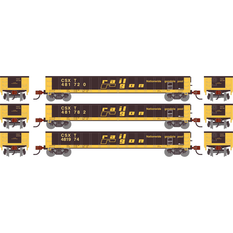 Athearn - N ATH 52' Mill Gondola, CSXT #481720/481782/481974 (3) - -1905