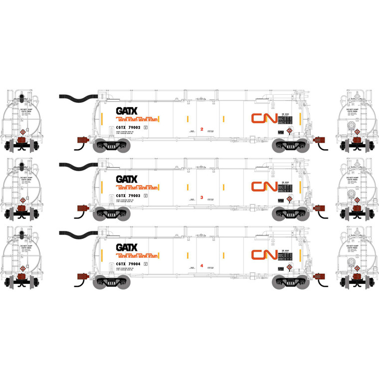 Athearn - N ATH TankTrain Intermediate, CGTX #79002/79003/79004 (3) - -1775 Athearn - N ATH TankTrain Intermediate, CGTX #79002/79003/79004 (3) - -1775
