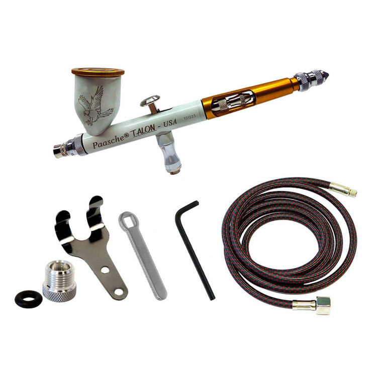 Paasche Airbrush Company - Talon Set (.38mm) & 1/8"BSP Adapter (Cerakote Coated White-Gold) - C-TG1AS-WG