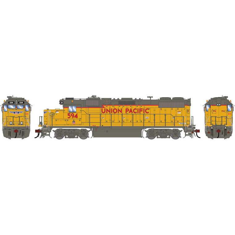 Athearn - HO GEN GP38-2 Locomotive, UP 'Baby Wings/Yellow Sill' #594 - G-1398